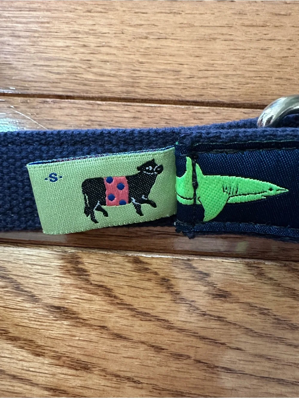 🦈 BELTED COW boys belt d-ring belt navy green sharks preppy youth belt small